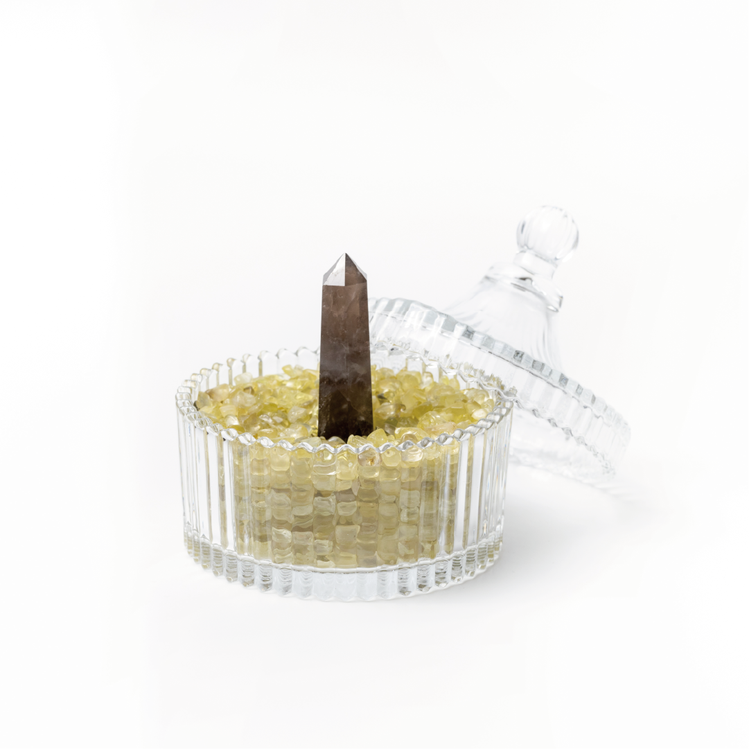 聚寶|水晶消磁、聚寶盆|黃水晶|贈茶水晶柱或粉晶愛心