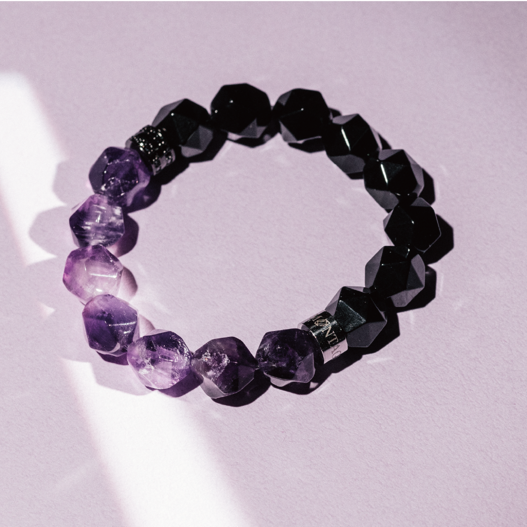 HALF｜黑曜石Ｘ紫水晶切角手鍊