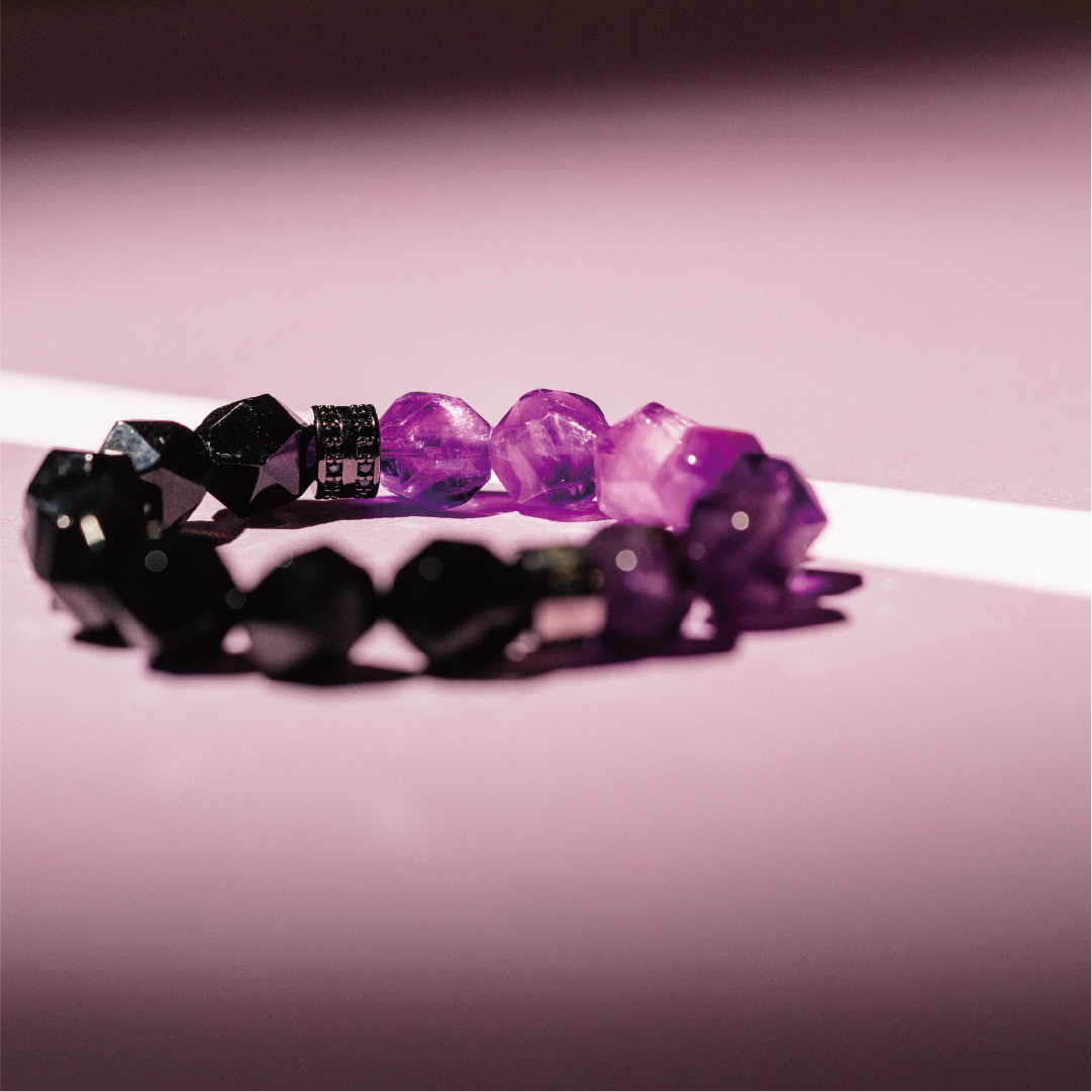 HALF｜黑曜石Ｘ紫水晶切角手鍊