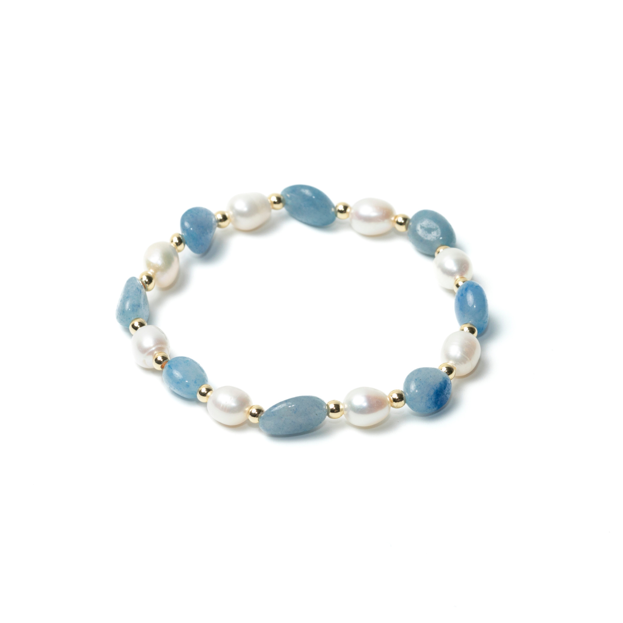 Pearl｜藍東菱玉手鍊｜彈力繩款