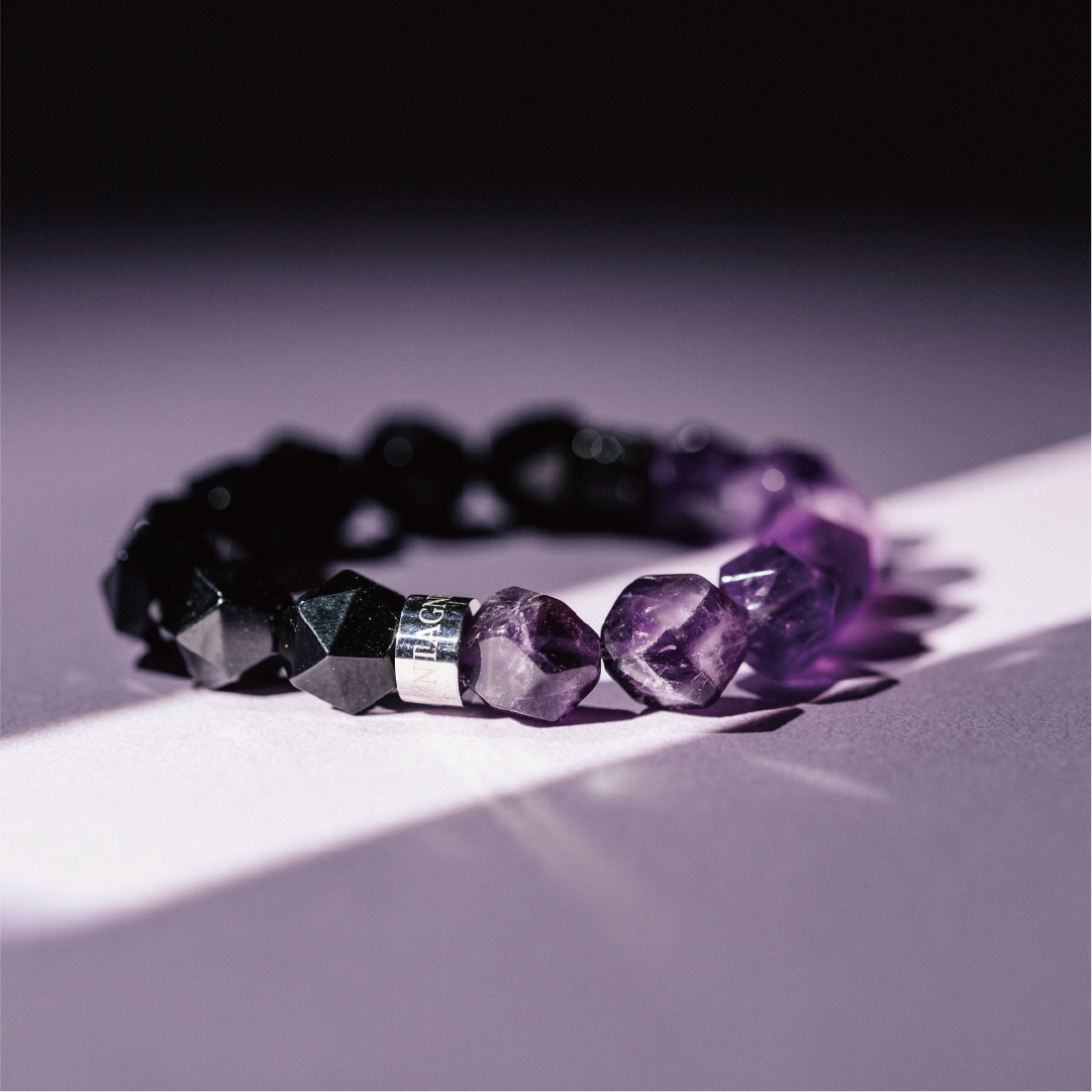 HALF｜黑曜石Ｘ紫水晶切角手鍊