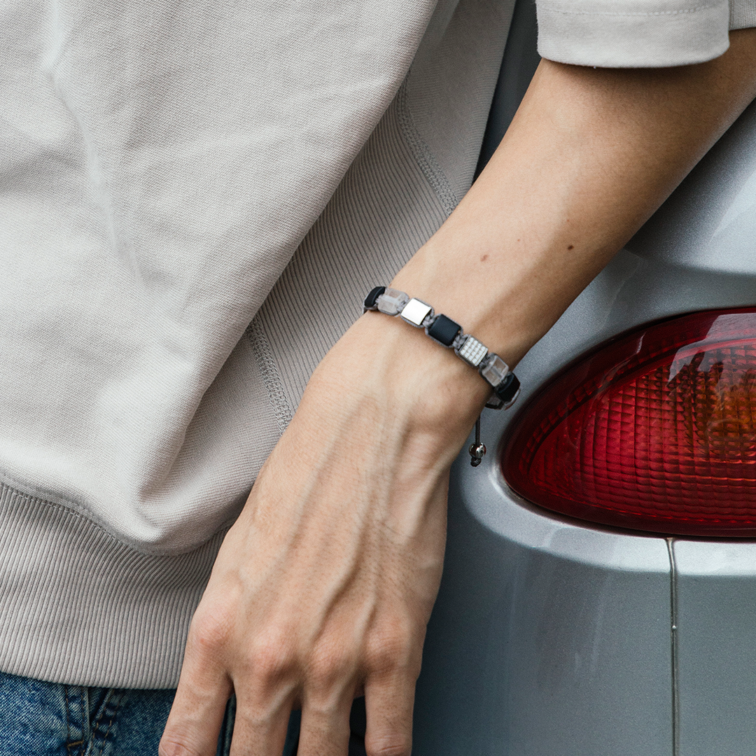 Nouvelle｜weave｜白水晶。黑瑪瑙手鍊